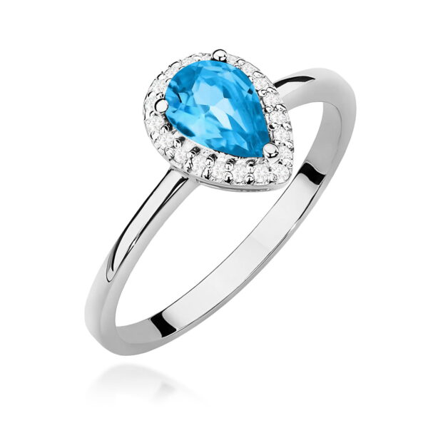 Pierścionek Topaz Swiss 0,90ct białe złoto