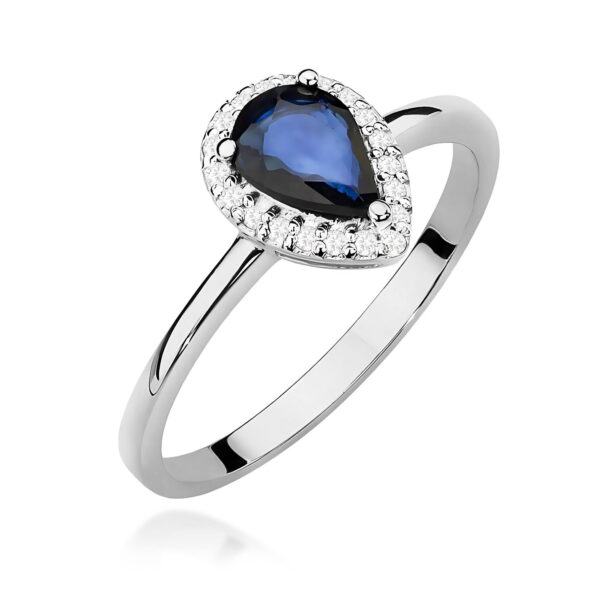 Pierścionek Szafir 0,60ct białe złoto 375