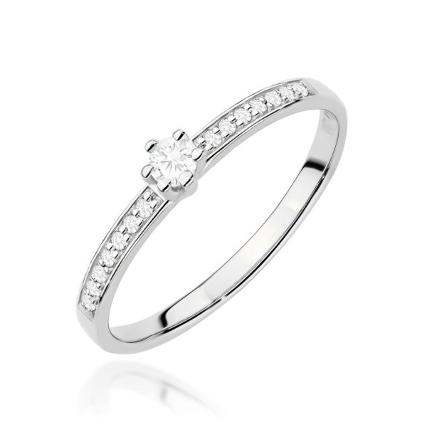 Pierścionek Diament Laboratoryjny 0,10ct białe złoto