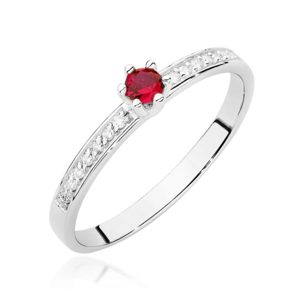 Pierścionek Rubin 0,15ct białe złoto