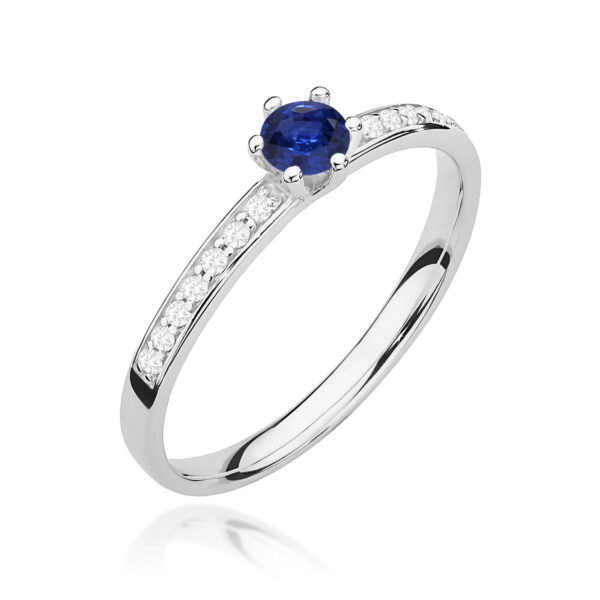 Pierścionek Szafir 0,15ct białe złoto