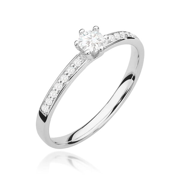 Pierścionek Diament 0,10ct białe złoto 375