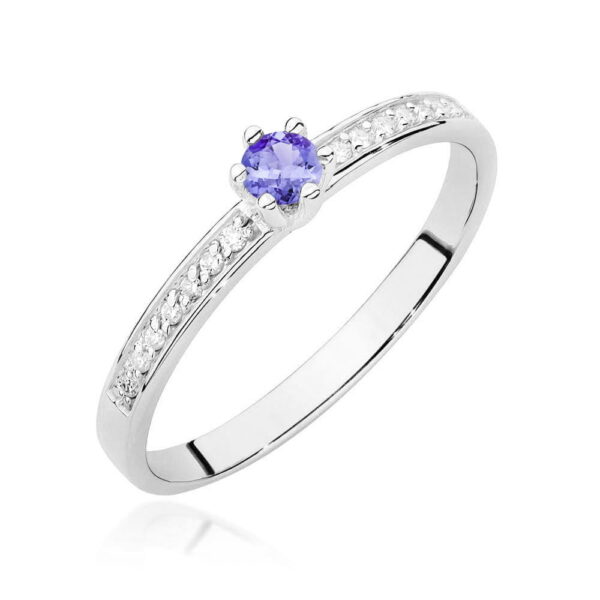 Pierścionek Tanzanit 0,15ct białe złoto 375