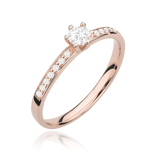 Pierścionek Diament 0,10ct różowe złoto