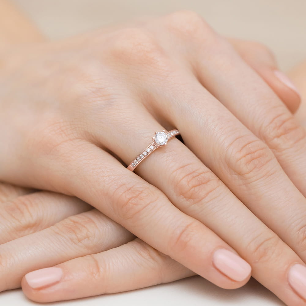 Pierścionek Diament 0,25ct różowe złoto - obrazek 4