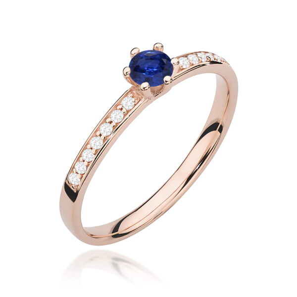 Pierścionek Szafir 0,15ct różowe złoto