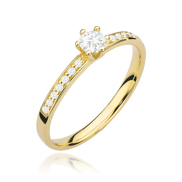 Pierścionek Diament 0,10ct żółte złoto