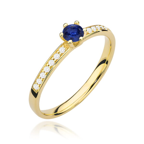 Pierścionek Szafir 0,15ct żółte złoto