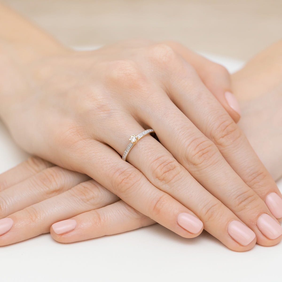 Pierścionek Diament 0,10ct Żółte złoto 375 - obrazek 4