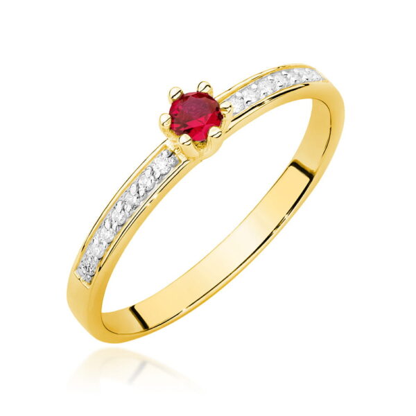 Pierścionek Rubin 0,15ct żółte złoto 375