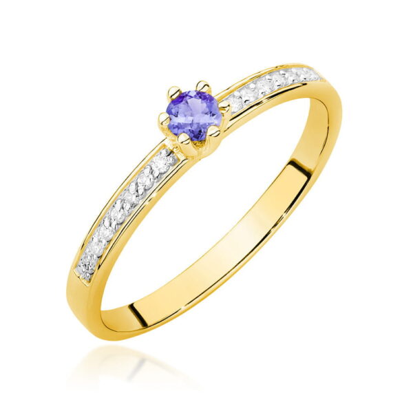 Pierścionek Tanzanit 0,15ct żółte złoto 375