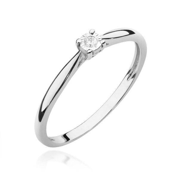 Pierścionek Diament 0,01ct białe złoto 375