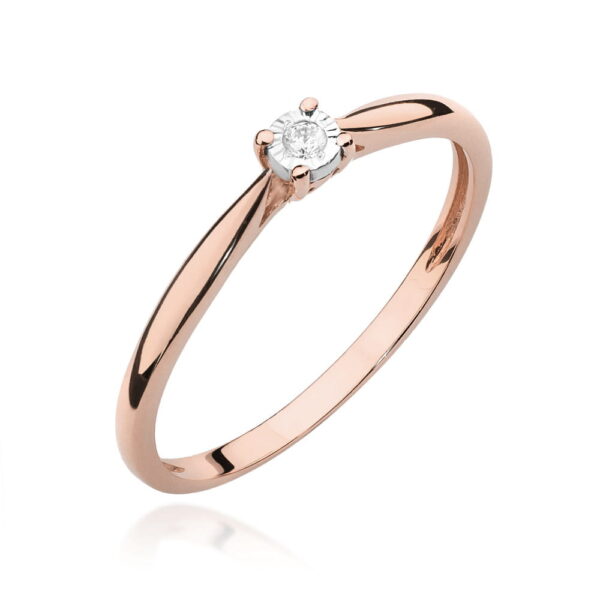 Pierścionek Diament 0,01ct różowe złoto