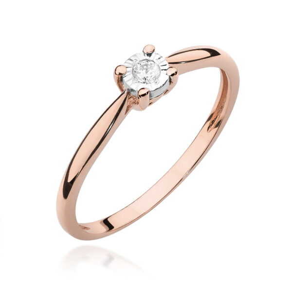 Pierścionek Diament 0,08ct różowe złoto