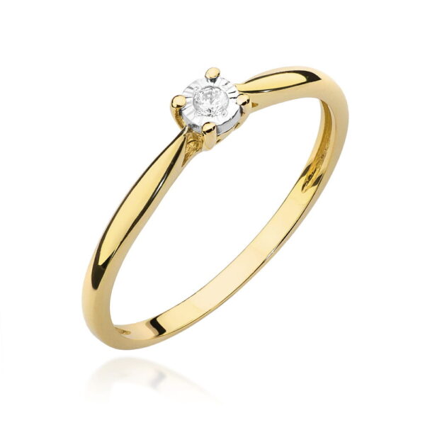 Pierścionek Diament 0,03ct żółte złoto
