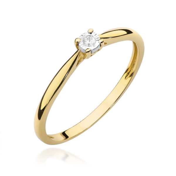 Pierścionek Diament 0,01ct Żółte złoto 375