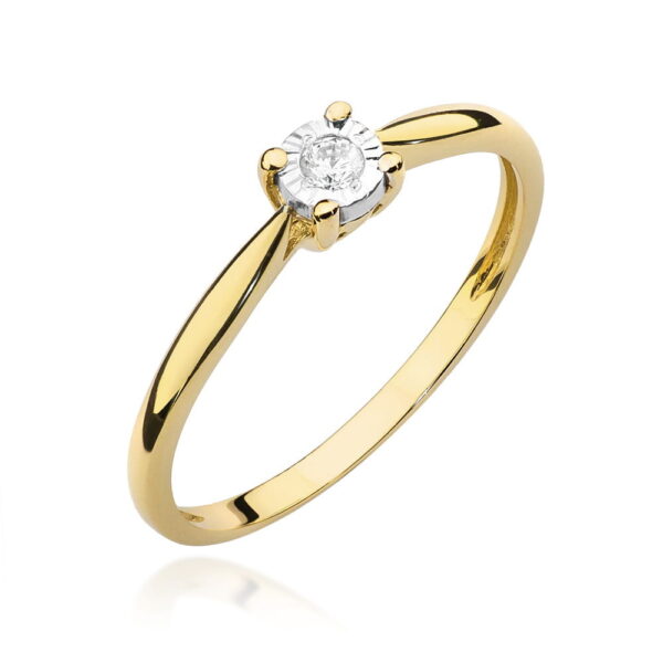 Pierścionek Diament 0,08ct żółte złoto 375