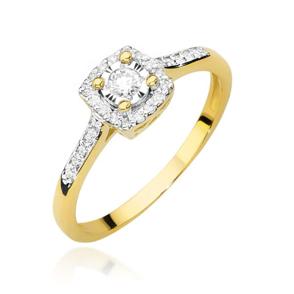 Pierścionek Diament 0,08ct żółte złoto
