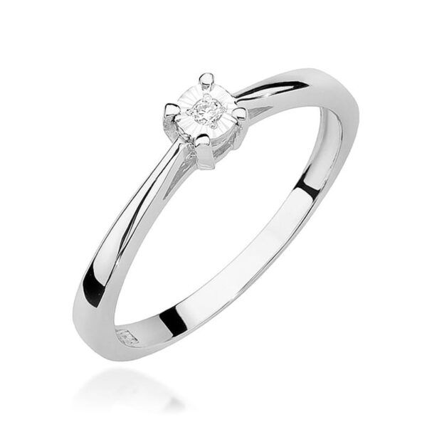 Pierścionek Diament 0,02ct białe złoto 375
