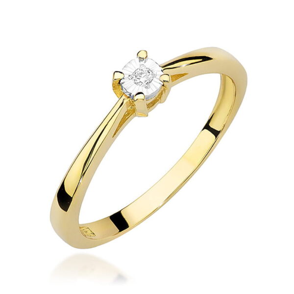 Pierścionek Diament 0,02ct żółte złoto