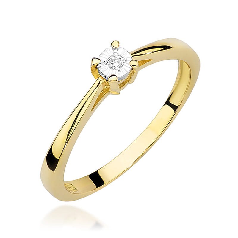 Pierścionek Diament 0,02ct żółte złoto