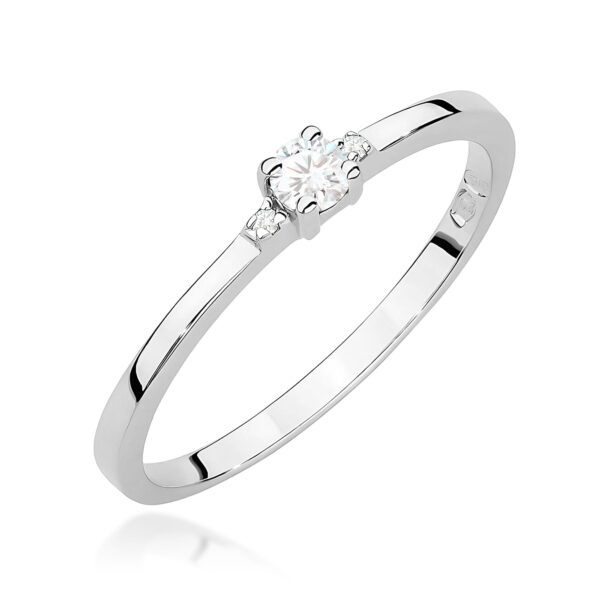 Pierścionek Diament 0,01ct białe złoto 375