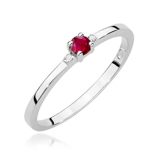 Pierścionek Rubin 0,15ct białe złoto 375