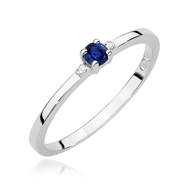 Pierścionek Szafir 0,15ct białe złoto 375