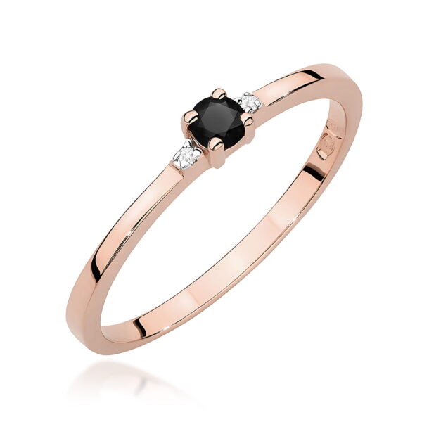 Pierścionek Czarny Diament 0,12ct różowe złoto