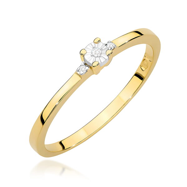 Pierścionek Diament 0,01ct żółte złoto