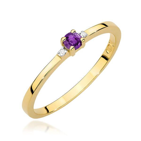 Pierścionek Ametyst 0,10ct żółte złoto 375