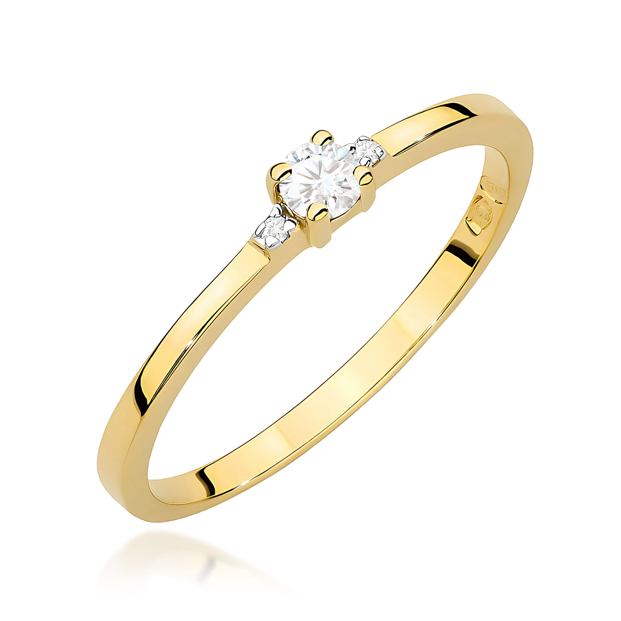 Pierścionek Diament 0,10ct żółte złoto 375