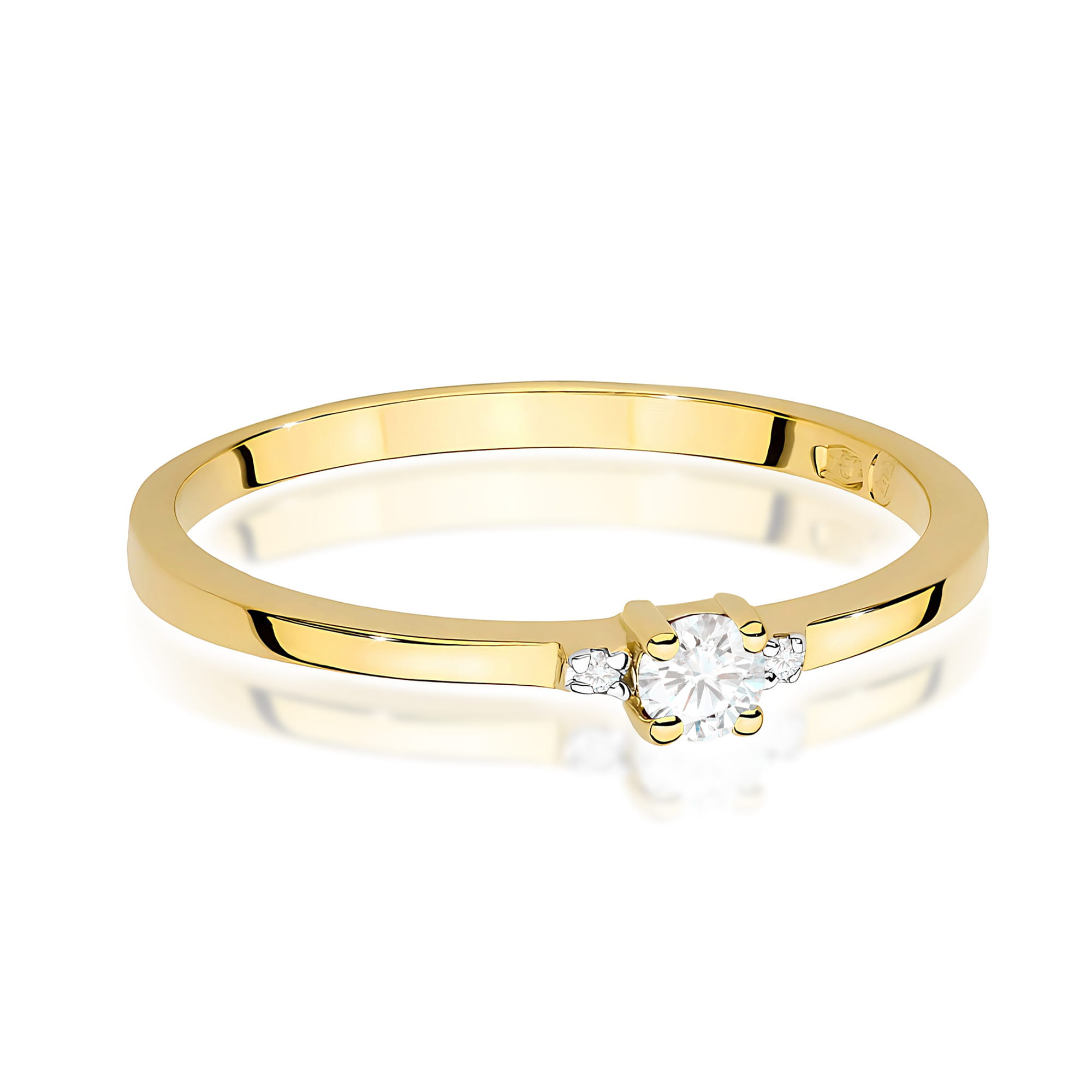 Pierścionek Diament 0,10ct żółte złoto 375 - obrazek 2