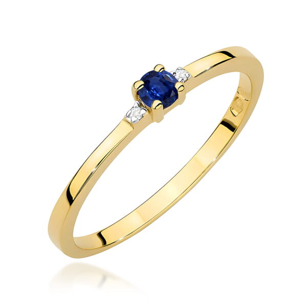 Pierścionek Szafir 0,15ct żółte złoto 375