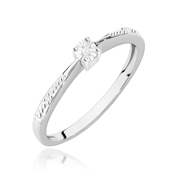 Pierścionek Diament 0,01ct białe złoto 375