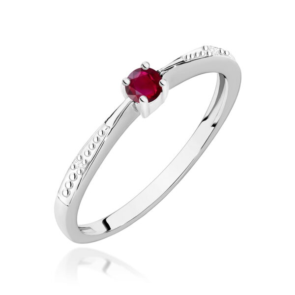 Pierścionek Rubin 0,15ct białe złoto 375