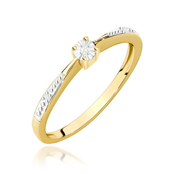 Pierścionek Diament 0,01ct żółte złoto