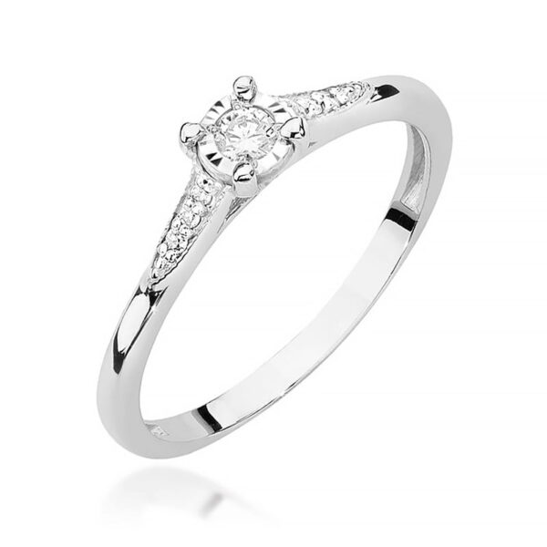 Pierścionek Diament 0,08ct białe złoto 375