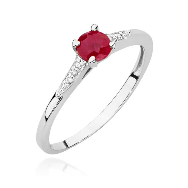 Pierścionek Rubin 0,30ct białe złoto 375