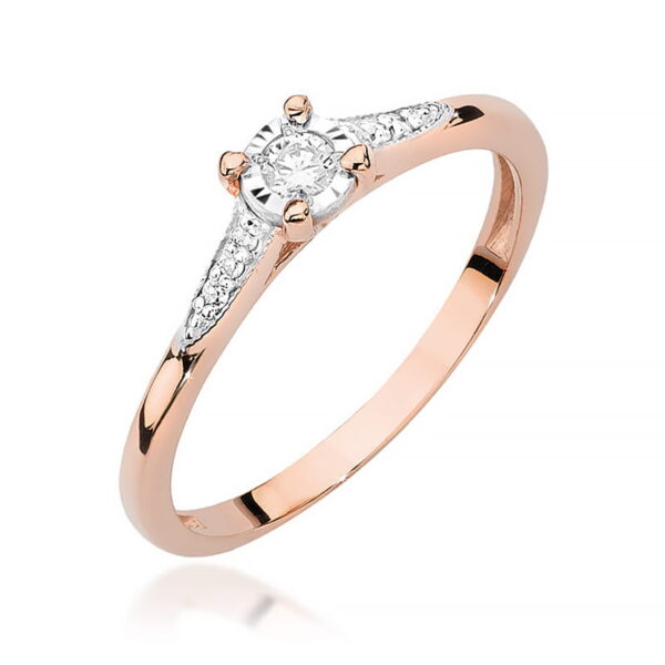 Pierścionek Diament 0,08ct różowe złoto