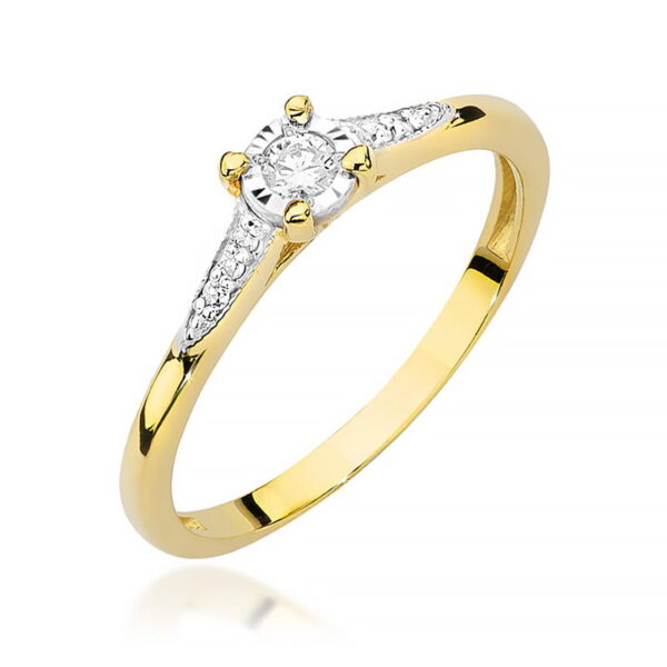 Pierścionek Diament 0,08ct żółte złoto 375
