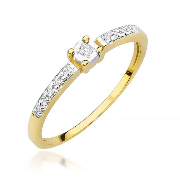 Pierścionek Diament 0,02ct żółte złoto