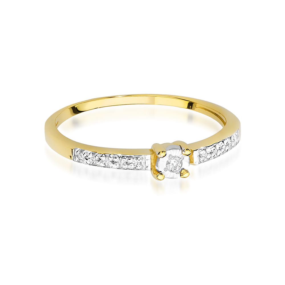 Pierścionek Diament 0,02ct żółte złoto 375 - obrazek 2