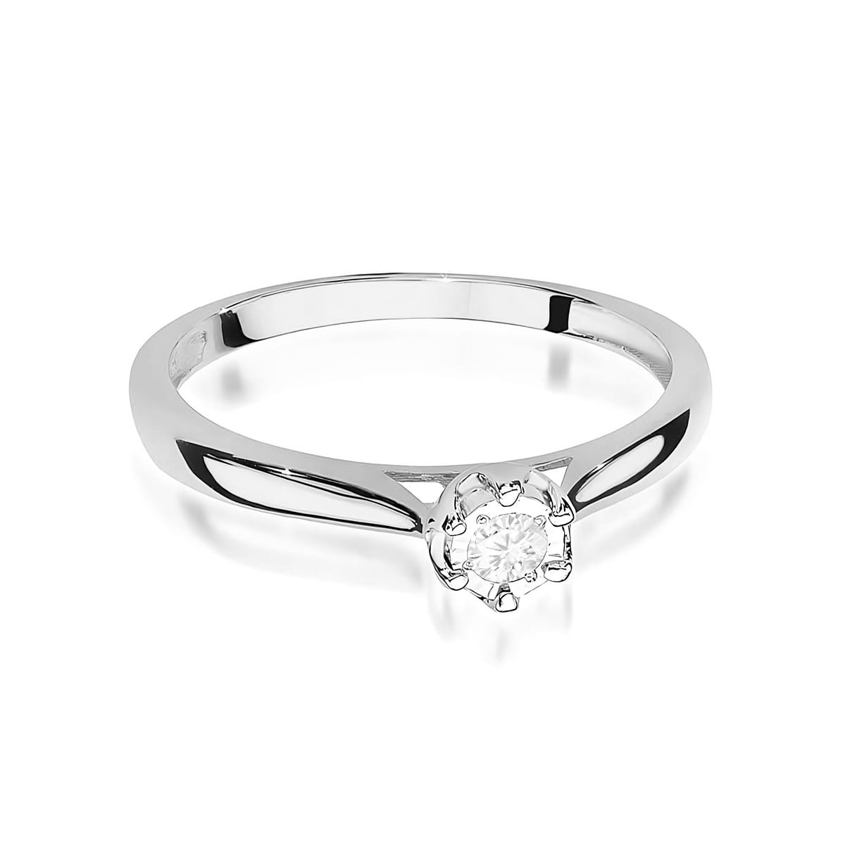 Pierścionek Diament 0,08ct białe złoto - obrazek 2