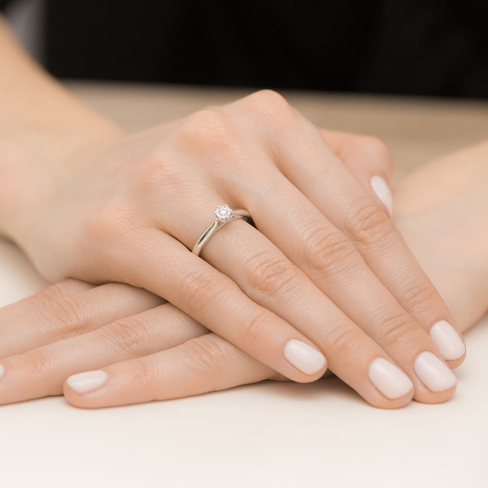 Pierścionek Diament 0,08ct białe złoto 375 - obrazek 4