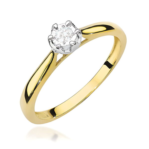 Pierścionek Diament 0,08ct żółte złoto