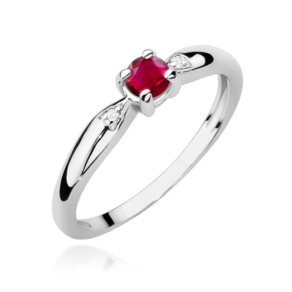 Pierścionek Rubin 0,15ct białe złoto 375