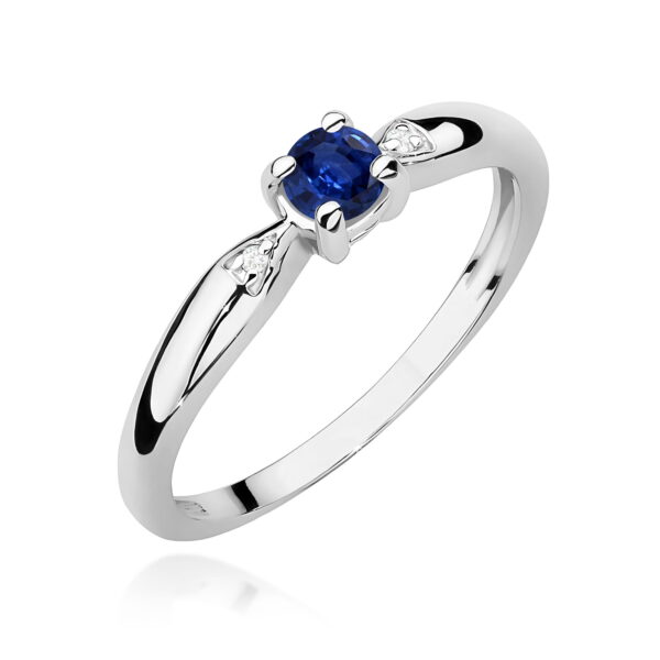 Pierścionek Szafir 0,15ct białe złoto 375
