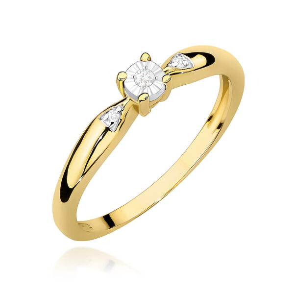 Pierścionek Diament 0,02ct żółte złoto
