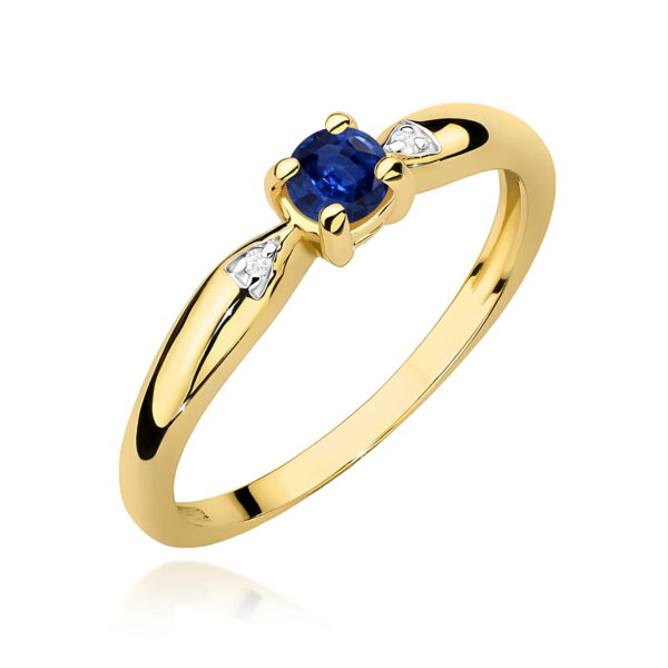 Pierścionek Szafir 0,15ct żółte złoto